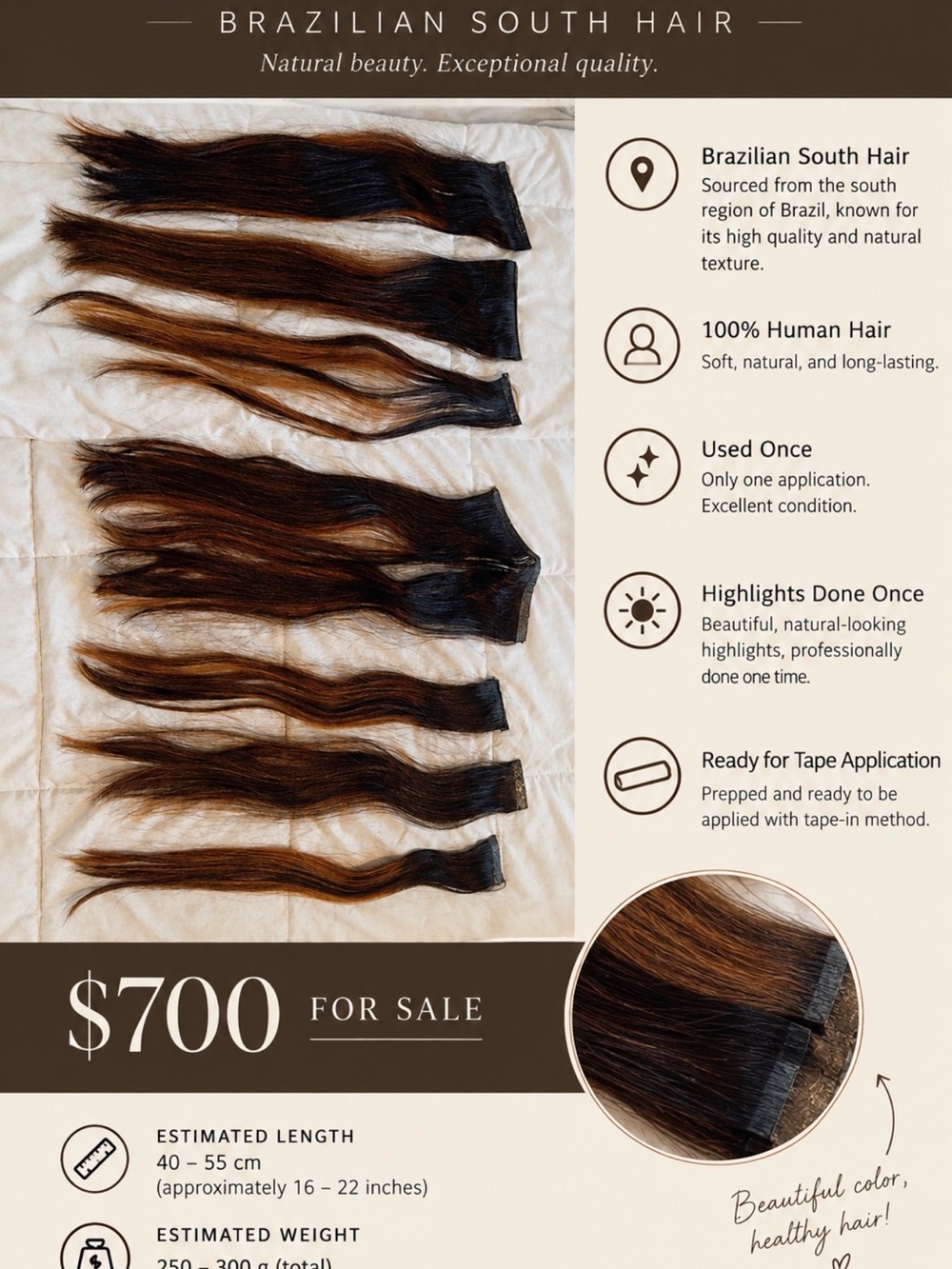 Tape-In Extensions - Brown with Highlights